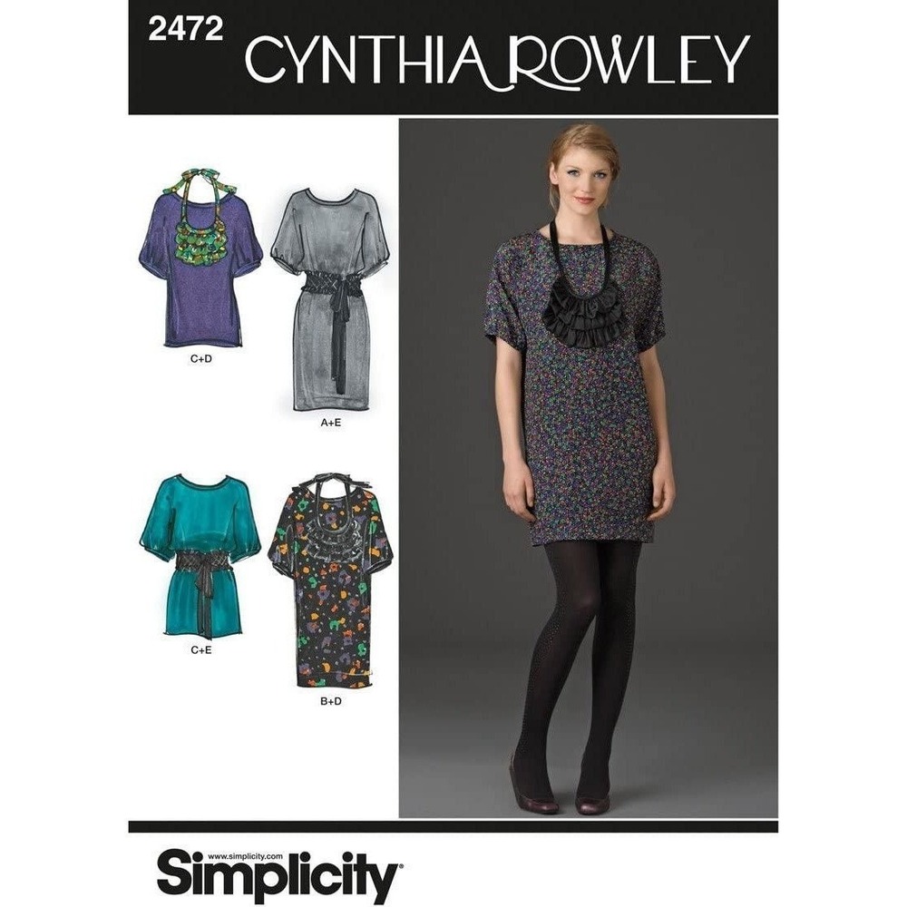 Simplicity Sewing Pattern 2472 Cynthia Rowley‎ Designer Dresses Miss Size 12-20